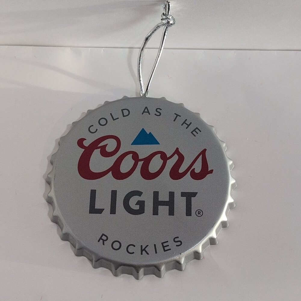 2025 Ruz Coors Light Metal Bottle Cap Christmas Ornament 5.5 Inches Diameter